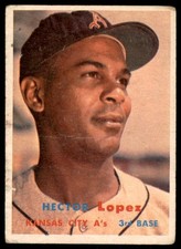 1957 Topps #6 HECTOR LOPEZ Kansas City A's VG (Light Wrinkle)