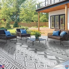 8'x10' Reversible Outdoor Rug - Eco-Friendly Plastic Straw Rug-Heavy-Duty