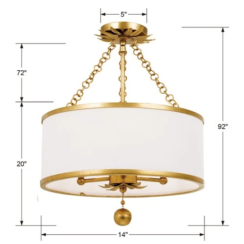 Crystorama Lighting Group 513_CEILING Broche 3 Light 14"W - Gold - Picture 6 of 8