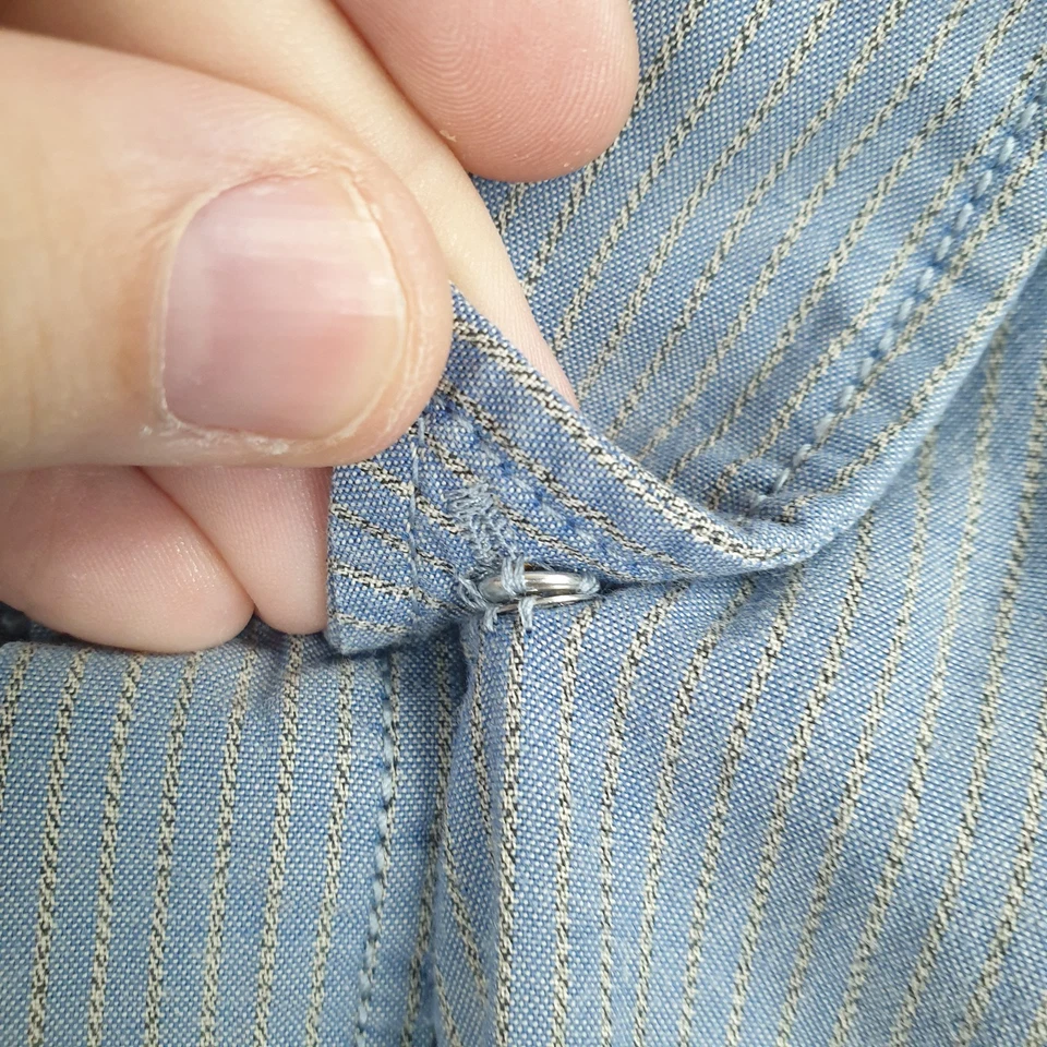 Hugo Boss Orange Shirt Mens Medium Blue Striped Long Sleeve Button Up - Image 3 of 4