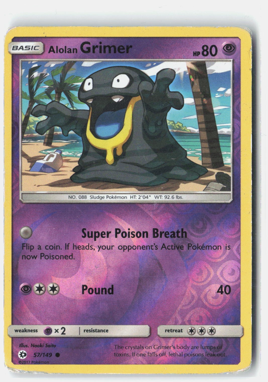 Alolan Grimer SM Base Set 57/149 Pokemon Card Reverse Holo