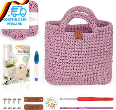 Coopay Häkelset Für Anfänger, Häkelset Tasche Mit Häkelnadel 4,5Mm, Anleitung, 5