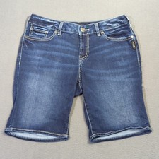 Silver Jean Shorts Women's 28x9 Blue Suki Bermuda Denim