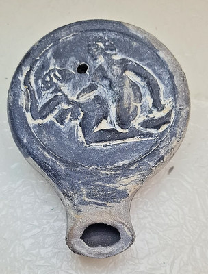 Oil Lamp Roman Style  SPQR Handmade  Ancient  Antique Look terracotta ceramics