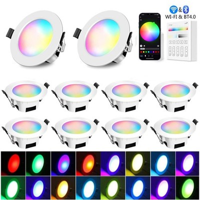 10er Bluetooth WIFI APP RGB+CCT LED Einbaustrahler Einbau-Leuchten Decken Spots