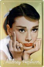  Targa in latta ''Audrey Hepburn'' 20x30 cm