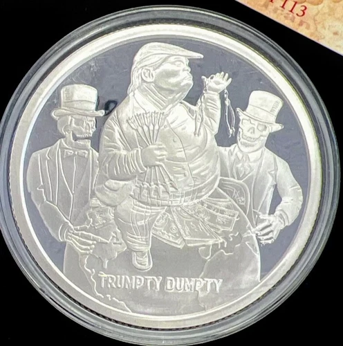 5 OZ SILVER PROOF  2018 TRUMPTY DUMPTY Rare With Coa Silver Shield Trump