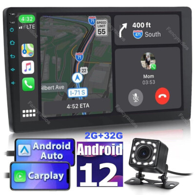 9'' Android 12 for Apple Carplay Car Stereo Radio GPS WIFI Double 2Din +Camera