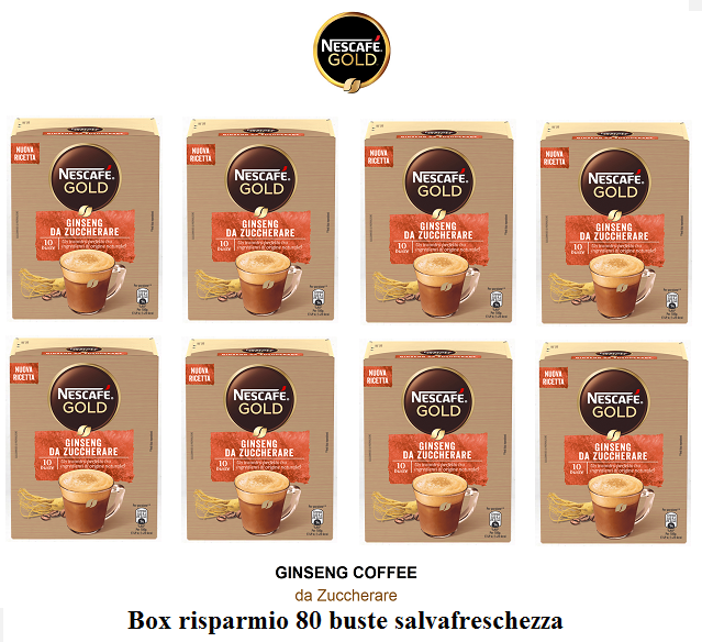NESCAFE' GOLD GINSENG DA ZUCCHERARE SOLUBILE BUBBLE TEA BOX RISPARMIO 80 BUSTINE