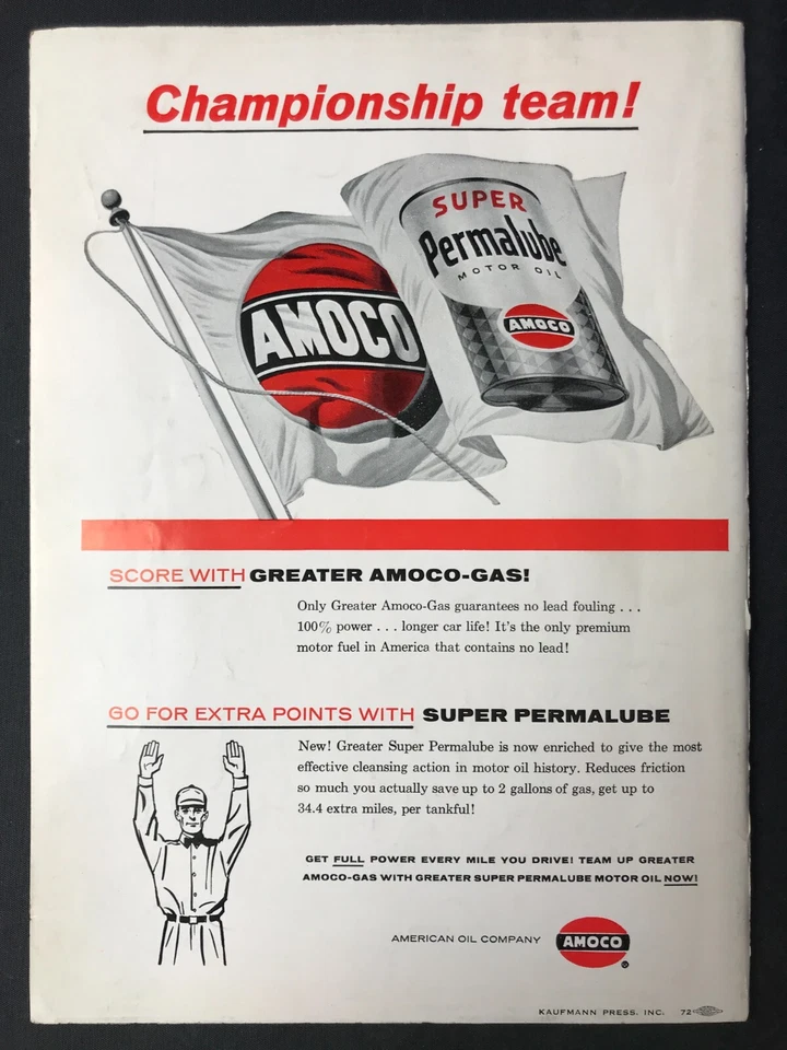 17 de noviembre 1957 Programa Redskins Vs Browns Jim Brown temporada RC, ¡30-30 juego de empate! Foto 3 de 4