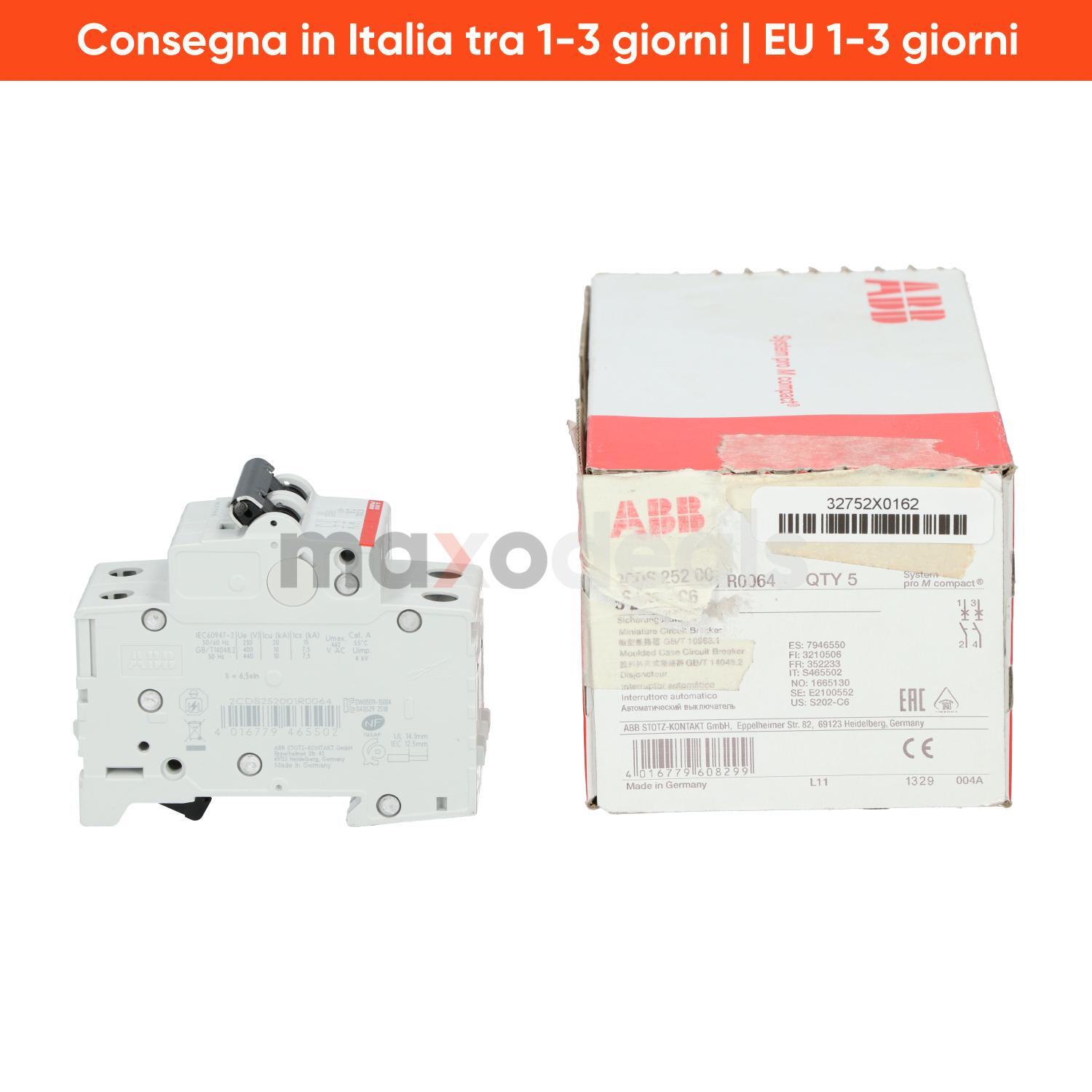 Abb 2CDS252001R0064 Miniature Circuit Breaker 2P New NFP (5pcs)