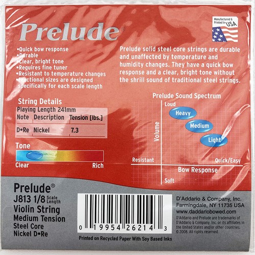 D'Addario Prelude Violin 1/8 Single Strings - Medium Tension - Free UK Shipping - Picture 7 of 7