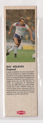 Ray Wilkins, Manchester United. Liptons Trade Card 1981