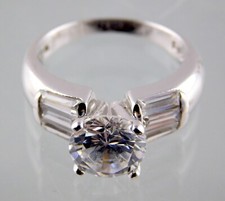 FAS Sterling Silver Cubic Zirconia Ring Size 6 CZ 925 Clear White Colorless Gems