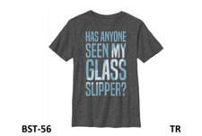 Disney Princess Missing Slipper Boy's Crew Tee, Charcoal Heather, Medium