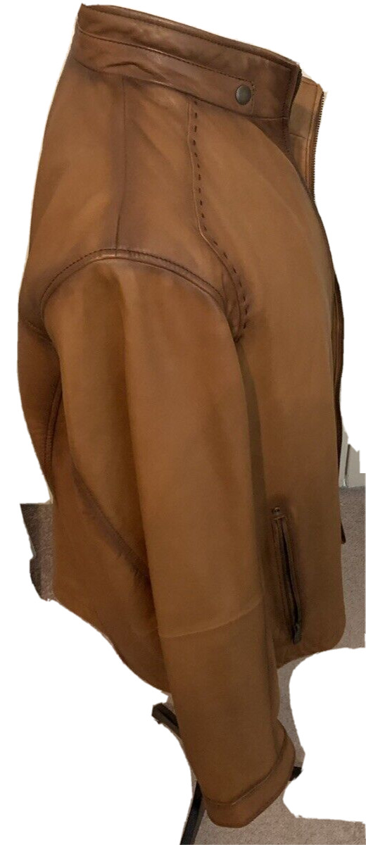 ROUNDTREE & YORKE LAMBSKIN MENS SIZE XL LEATHER JACKET LIGHT Brown  New image 3