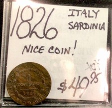 1826 Italy Sardinia. Nice Coin! ENN Coins
