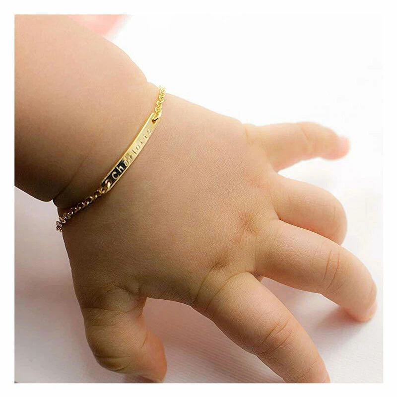 18K Yellow Gold Dainty Baby bracelet Custom Baby name bracelet Baby s Gift