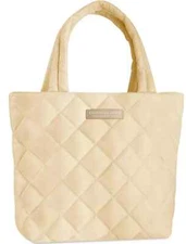 Donna Karan Cashmere Mist Tote quilted beige Travel Bag light tan Handbag New