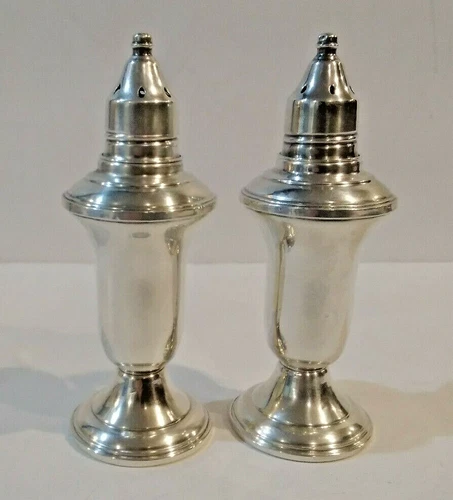 Reed & Barton Sterling Silver 4-1/2" Tall Salt & Pepper Shakers #46 AS IS