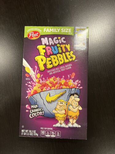 NEW SEALED 2022 Post Magic Fruity Pebbles Nike Cereal Family Size Flintstones - 第 1/4 張圖片