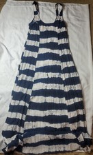 ASOS white navy Maxi Dress Strapless crinkle long casual USA Sz 2