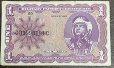 1 Dollar Military Payment Certificate Series 681 Higher Grade #50552
