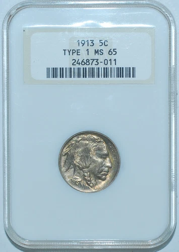 1913 NGC MS65 T1 Type 1 Buffalo Nickel