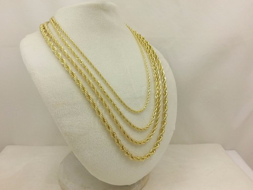 Real 14k Gold Filled Diamond Cut Twisted French Solid Rope Link Chain Necklace - Picture 2 of 42