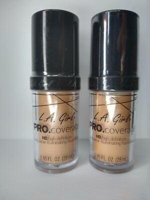 Lot Of 2 LA Girl PRO.coverage HD Illuminating Foundation Longwear GLM644 Natural