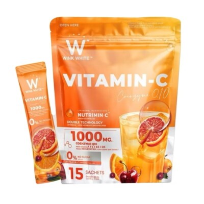 New Wink White Vitamin C Lycopene Powder Drink Dietary Supplement 15 Sachets
