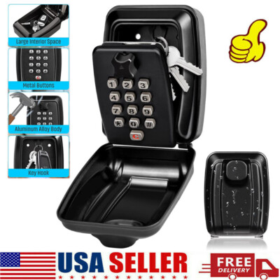 Key Lock Box Portable 12-Digit Combination Lockbox Wall-Mounted Key Safe Storage