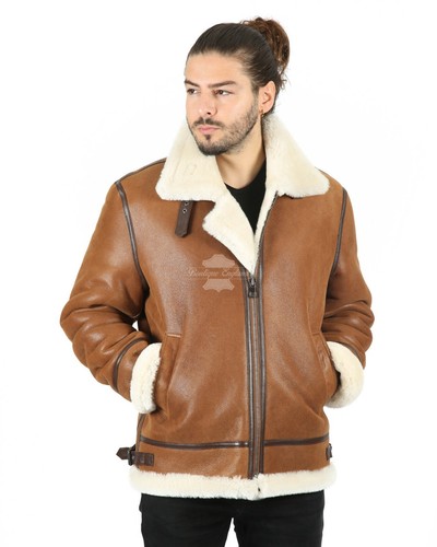 Men's B3 Shearling Sheepskin Jacket Tan 