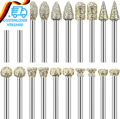 Diamant Fräser Set, 20 Stück Diamant Frässtifte Schleifstifte Für Dremel Rotatio