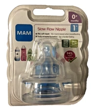 MAM Slow Flow Silicone Bottle Nipples Size 0+ Months BPA & BPS Free Pack of 2