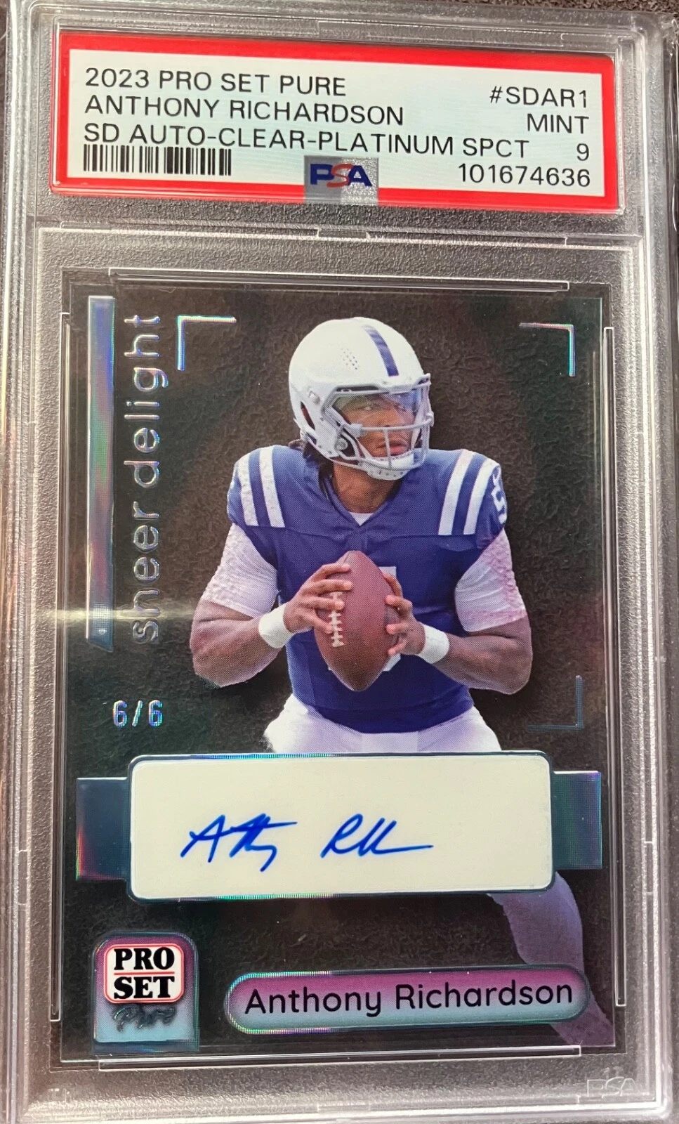 Anthony Richardson Leaf Pro Set Pure Sheer Delight Autographs #SDAR1 Clear-Platinum Spectrum