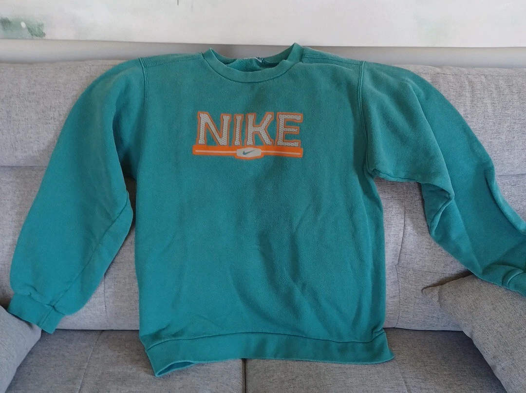 Vintage Nike Sweatshirt Crewneck Size Youth L/XL Tonal Green 90s Made USA LOGO eBay