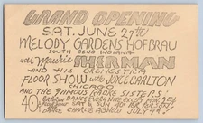 South Bend Indiana Melody Gardens Hofbrau 1936 Advertising Postal Card