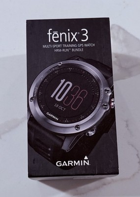 Garmin Fenix 3 Multi-Sport Training GPS Watch HRM-Run Bundle - Black NIB