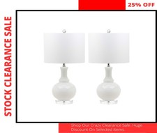 Modern Lamp Set White Glass 28in Home Lighting