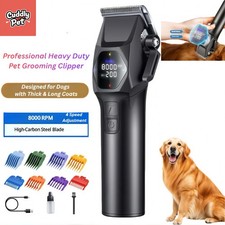 Professional 8000RPM Pet Clipper Kit for Large Dogs & Cats, Type-C, 4 Speeds