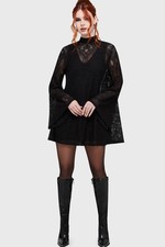 NWT Killstar Waltz In Mourning Mini Dress Lace High Neck Black Small Goth Alt