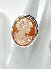 Anello Argento 925 con Grande Cammeo Corniola 30mm – Italian Cameo Ring
