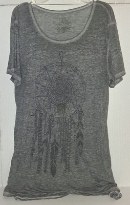 L.O.L. Vintage Women s Dreamcatcher Burnout T-shirt, Gray Sz XL