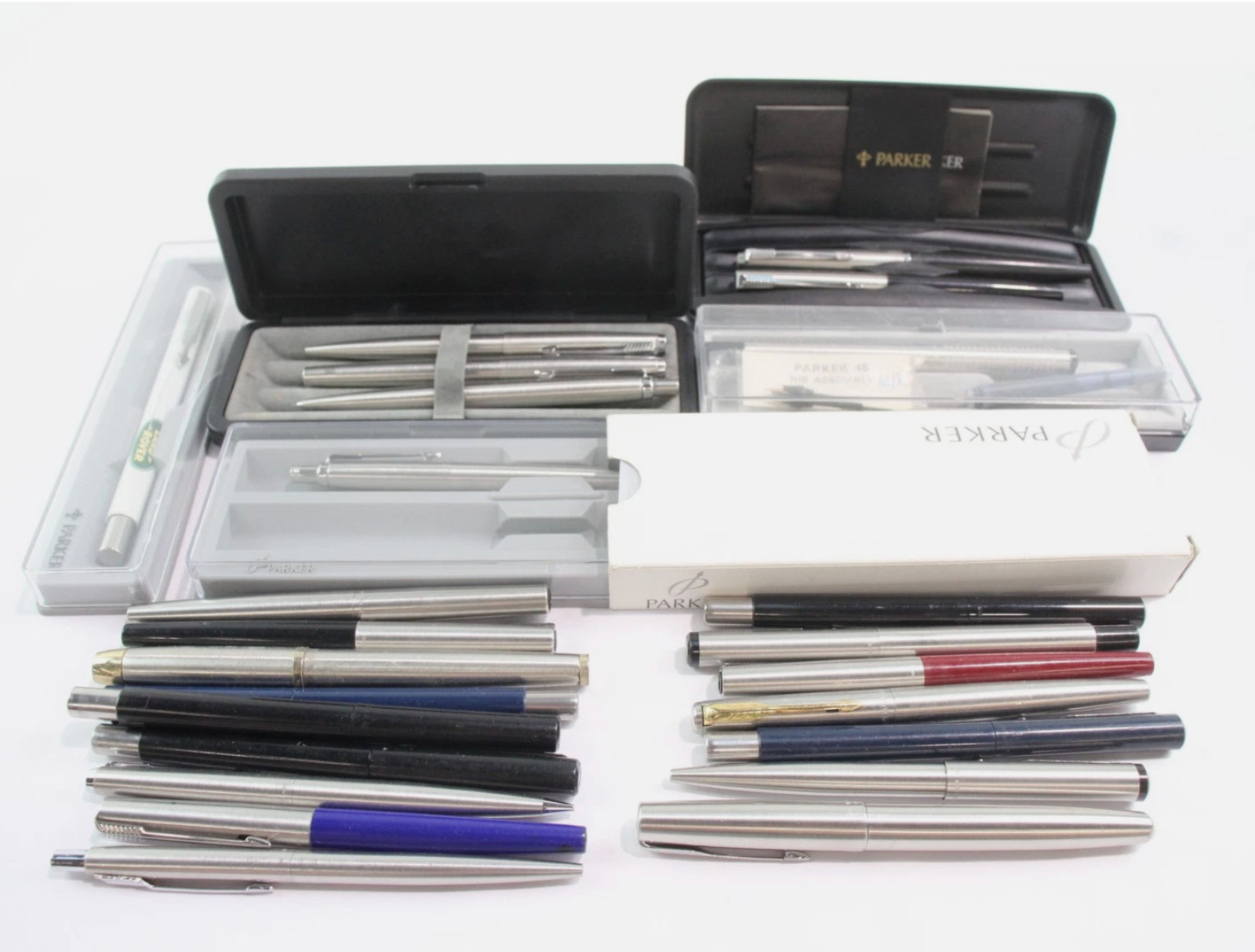 Parker Pens Pencils Job Lot Vintage Boxed Parker 45 Fountain Rollerball Untested