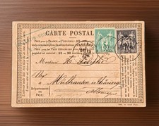 Seltene Frankreich Vorl&auml;uferkarte 1877 Nr.739 nach M&uuml;hlhausen gelaufen