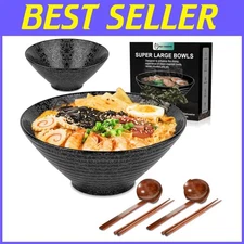 Authentic Style Ramen Bowl Set of 2 with Spoons, Chopsticks