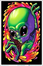 Alien Encounter Flocked Blacklight Poster - 23" x 35"