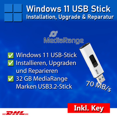 Windows 11 Pro Home Installation Reparatur USB Stick Für PC Laptop Inkl. Key