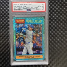 2025 Topps Heritage Shohei Ohtani Chrome  Blue Sparkle Refractor PSA 10